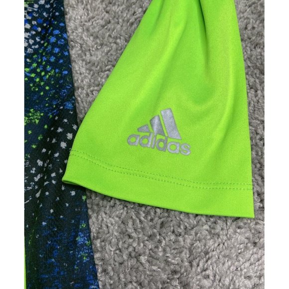 Adidas Boy Size Large Spell Out Logo Fluorescent Green Long Sleeve TShirt School - Picture 3 of 12